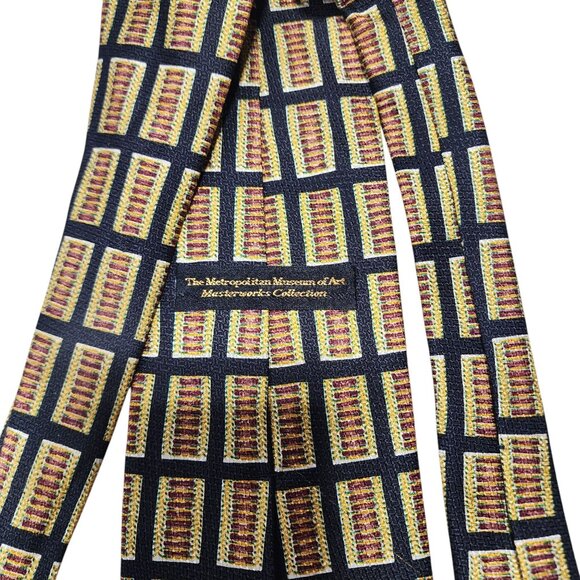 The Metropolitan Museum Of Art Masterworks Collection Silk Tie Black/Gold READ - Picture 6 of 7